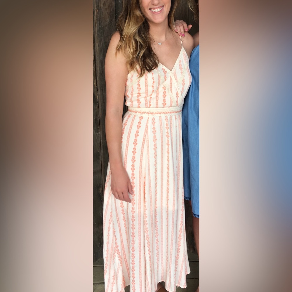 altard state peach/pink summer midi dress small